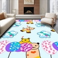 thumbnail image 1 of ODIKA 2'x3' Machine Washable Non-Slip Area Rug, Safari Friends Joyful Parade with Interlocking Balloon Motif and Cloud Accents High Traffic Rug, Blue, 682663, 1 of 7