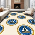thumbnail image 1 of ODIKA 2'x3' Machine Washable Non-Slip Area Rug, Sailboat Compass Rose Medallion Path High Traffic Rug with Pad, Blue, 535442, 1 of 8