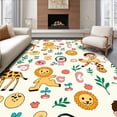 thumbnail image 1 of ODIKA 2'x3' Machine Washable Non-Slip Area Rug, Savanna Parade Playful Giraffe Lion Monkey Zebra Animal Friends High Traffic Rug, Yellow, 684040, 1 of 7