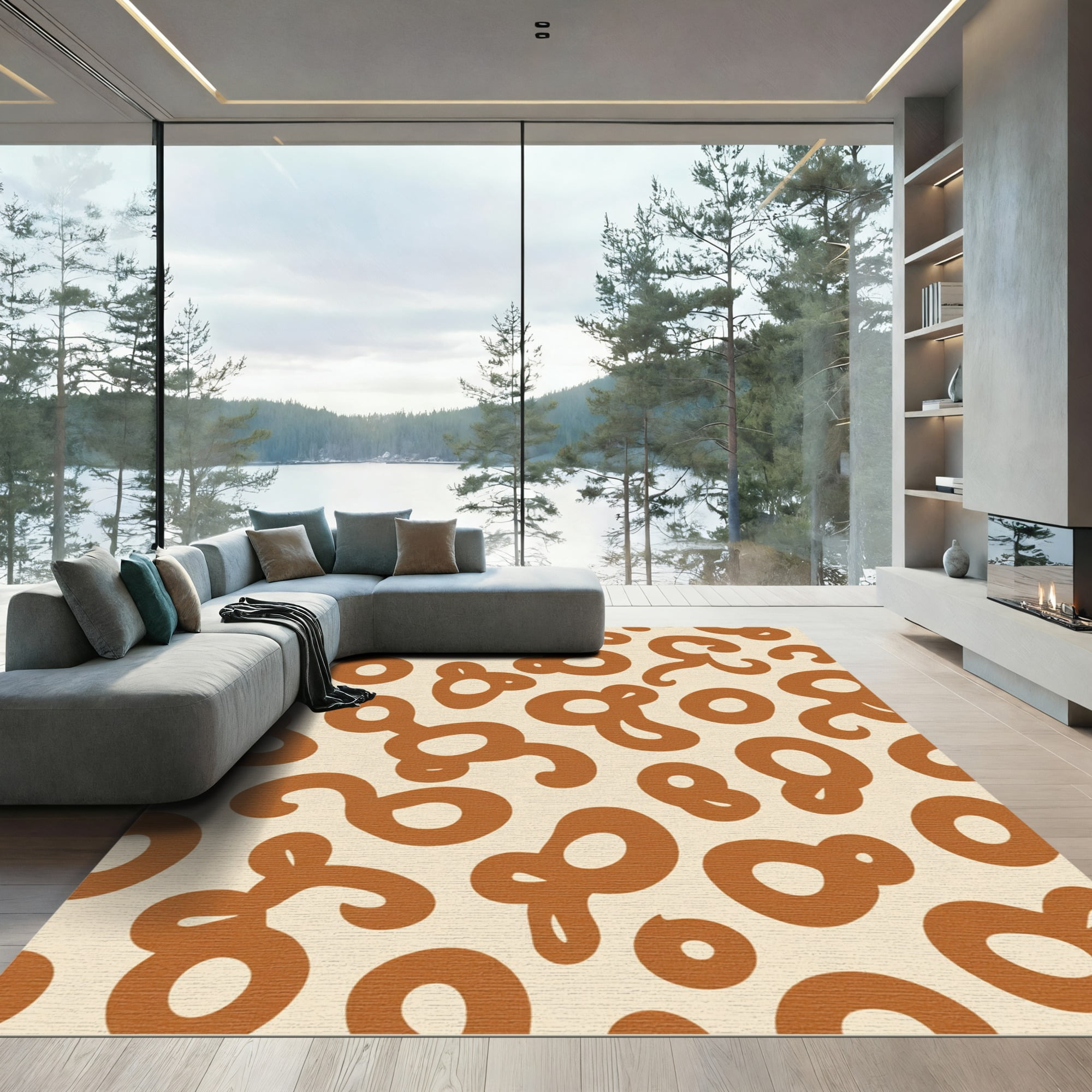 ODIKA 2x3 Machine Washable Non-Slip Area Rug, Savanna with Layered Spot ...