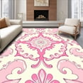 thumbnail image 1 of ODIKA 2'x3' Machine Washable Non-Slip Area Rug, Scrollwork with Damask Flourish Motifs High Traffic Rug with Pad, Pink, 594628, 1 of 8