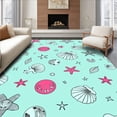 thumbnail image 1 of ODIKA 2'x3' Machine Washable Non-Slip Area Rug, Seashell Bath Nautical Starfish Underwater Treasure High Traffic Rug with Pad, Turquoise, 702321, 1 of 8