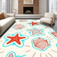 thumbnail image 1 of ODIKA 2'x3' Machine Washable Non-Slip Area Rug, Seashell Showcasing Interlocking Starfish and Shell Designs High Traffic Rug, Red, 706685, 1 of 7