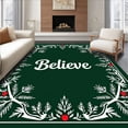 thumbnail image 1 of ODIKA 2'x3' Machine Washable Non-Slip Area Rug, Seasonal Greetings Floor Protection Farmhouse Winter High Traffic Rug with Pad, Green, 735242, 1 of 8