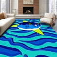 thumbnail image 1 of ODIKA 2'x3' Machine Washable Non-Slip Area Rug, Smiling Adventure Showcasing Bold Water and Playful Fins High Traffic Rug, Blue, 619758, 1 of 7
