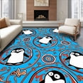 thumbnail image 1 of ODIKA 2'x3' Machine Washable Non-Slip Area Rug, Smiling Arctic Animal Adventure Featuring Bold Graphic Penguin Designs High Traffic Rug, Blue, 726167, 1 of 7