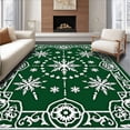thumbnail image 1 of ODIKA 2'x3' Machine Washable Non-Slip Area Rug, Snowflake Crystal Doormat with Winter Wonderland Motifs High Traffic Rug with Pad, Green, 737642, 1 of 8