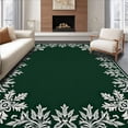 thumbnail image 1 of ODIKA 2'x3' Machine Washable Non-Slip Area Rug, Snowflake Holiday with Festive Pine Branch Motifs High Traffic Rug, Green, 621758, 1 of 7