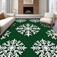 thumbnail image 1 of ODIKA 2'x3' Machine Washable Non-Slip Area Rug, Snowflake Jacquard Table with Crystalline Winter Design High Traffic Rug with Pad, Green, 628845, 1 of 8
