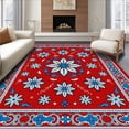 thumbnail image 1 of ODIKA 2'x3' Machine Washable Non-Slip Area Rug, Snowflake Latch Hook Kit Cushion Cover Needlework Embroidery High Traffic Rug with Pad, Red, 637883, 1 of 8