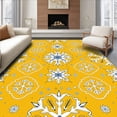 thumbnail image 1 of ODIKA 2'x3' Machine Washable Non-Slip Area Rug, Snowflake Medallion Winter Celebration Decorative Design High Traffic Rug, Yellow, 611604, 1 of 7