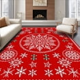 thumbnail image 1 of ODIKA 2'x3' Machine Washable Non-Slip Area Rug, Snowflake Medallion with Festive Holly Berry Accent High Traffic Rug with Pad, Red, 638770, 1 of 8