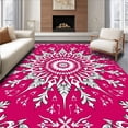thumbnail image 1 of ODIKA 2'x3' Machine Washable Non-Slip Area Rug, Snowflake Tree Skirt with Crystalline Starburst Design High Traffic Rug, Pink, 629563, 1 of 7