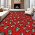 thumbnail image 1 of ODIKA 2'x3' Machine Washable Non-Slip Area Rug, Snowy Pine Forest Evergreen Branch Indoor Holiday Design High Traffic Rug, Red, 611419, 1 of 7