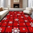 thumbnail image 1 of ODIKA 2'x3' Machine Washable Non-Slip Area Rug, Snowy Wonderland Jolly Checkered Seasonal Hearth High Traffic Rug, Red, 651631, 1 of 7