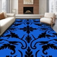 thumbnail image 1 of ODIKA 2'x3' Machine Washable Non-Slip Area Rug, Sophisticated Damask Floral Arrangement With Flowing Leafy Vines High Traffic Rug, Blue, 371822, 1 of 7