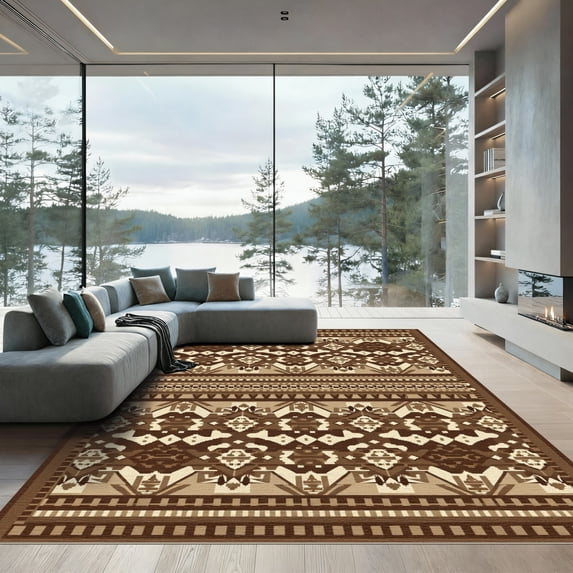 ODIKA 2'x3' Machine Washable Non-Slip Area Rug, Southwestern Beige High Traffic Rug, Beige, 1088840