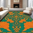 thumbnail image 1 of ODIKA 2'x3' Machine Washable Non-Slip Area Rug, Spanish Revival Foliage Interlocking Botanical High Traffic Rug with Pad, Orange, 598484, 1 of 8