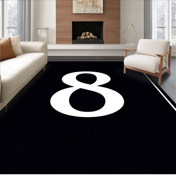 ODIKA 2x3 Machine Washable Non-Slip Area Rug, Spherical Game Tribute Floor Art Professional Player Recognition High Traffic Rug, Black, 587262