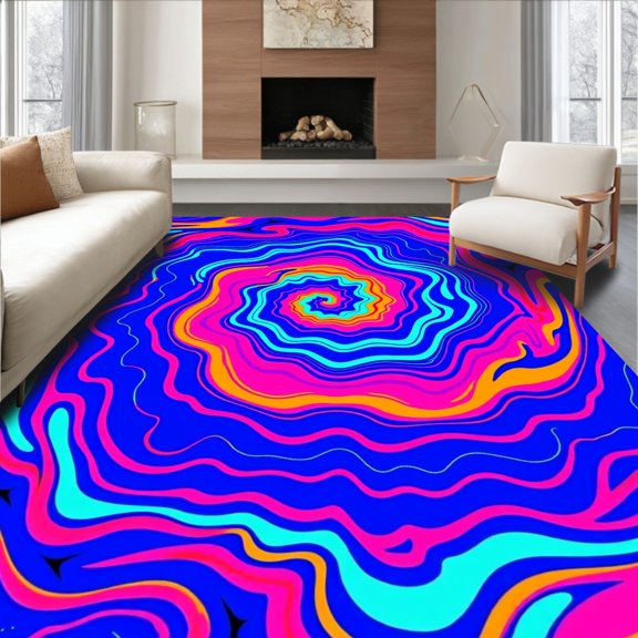 ODIKA 2x3 Machine Washable Non-Slip Area Rug, Spiral Galaxy Latch Hook Kit Embroidery Needlework Crochet Yarn Canvas High Traffic Rug, Pink, 643814