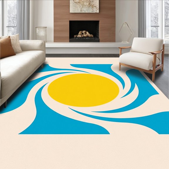 ODIKA 2x3 Machine Washable Non-Slip Area Rug, Spiral Vortex Design Faux for Hardwood Floors High Traffic Rug, Beige, 500372