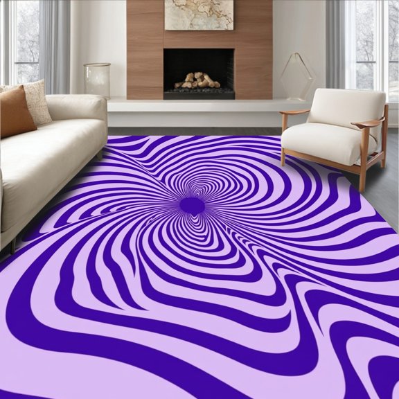 ODIKA 2x3 Machine Washable Non-Slip Area Rug, Spiral Vortex Fluffy Modern Art Accent High Traffic Rug, Purple, 453979