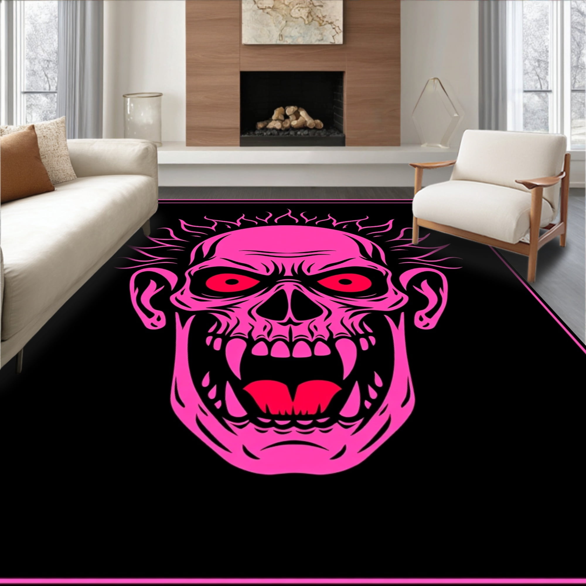 ODIKA 2x3 Machine Washable Non-Slip Area Rug, Spooky Clown Face Portal ...