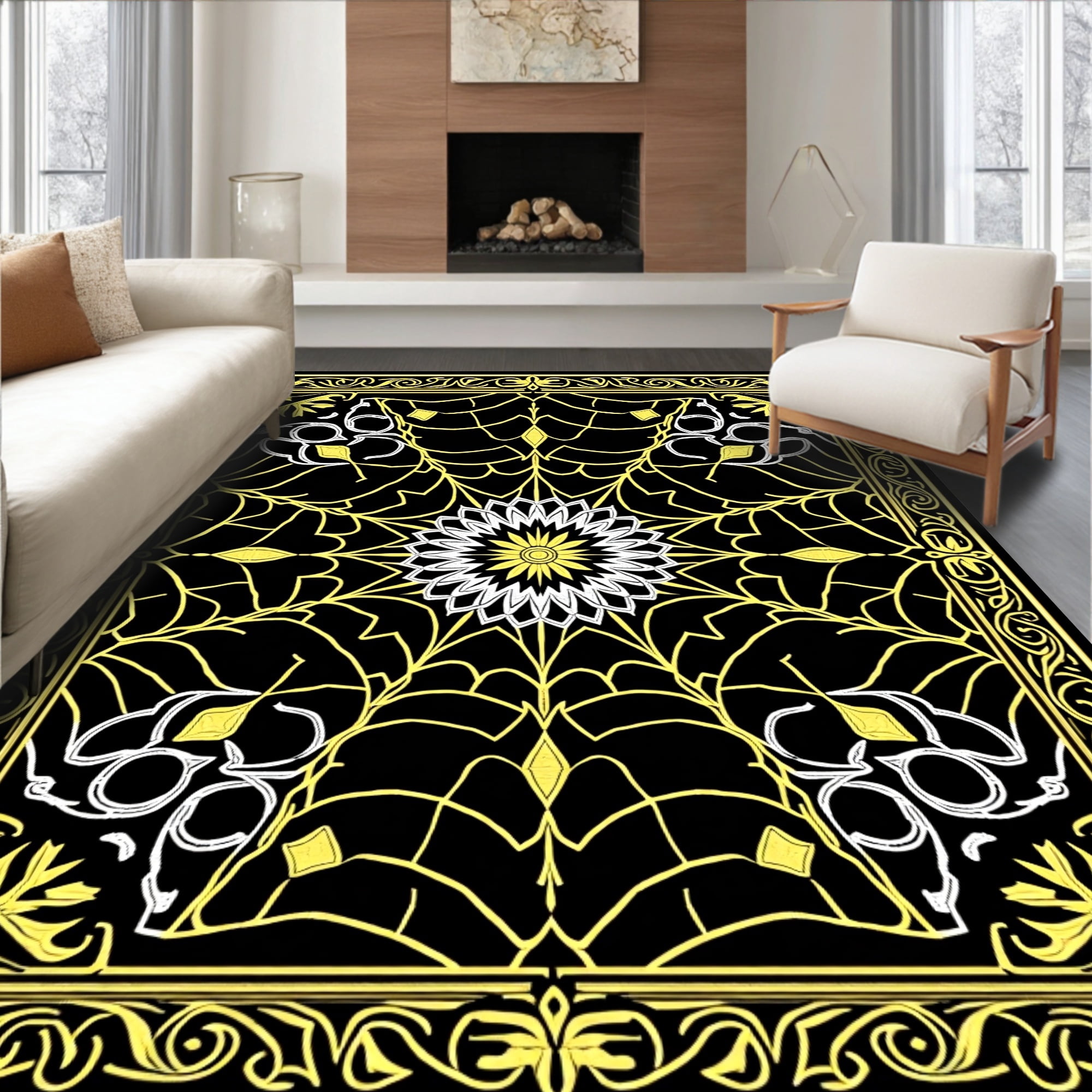 Large Spooky Rug ODIKA 2'x3' Machine Washable Non-Slip Area Rug, Spooky Cobweb Floor ...