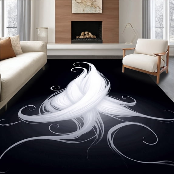 ODIKA 2'x3' Machine Washable Non-Slip Area Rug, Spooky Ethereal Phantom Decorative Floor Art High Traffic Rug, White, 514901