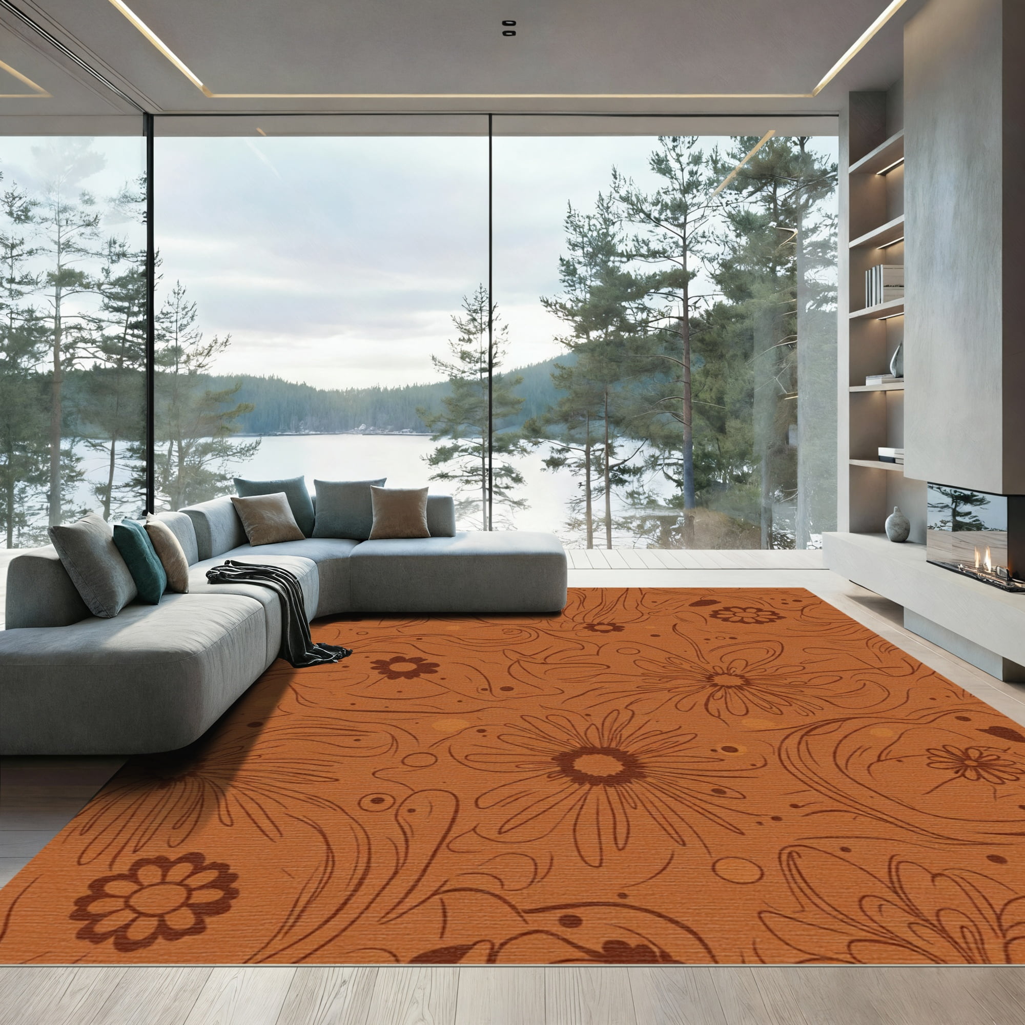 ODIKA 2x3 Machine Washable Non-Slip Area Rug, Spore Cluster with ...