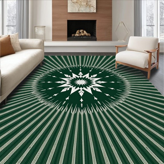 ODIKA 2x3 Machine Washable Non-Slip Area Rug, Spruce Platform Winter Celebration Centerpiece High Traffic Rug, Green, 624208