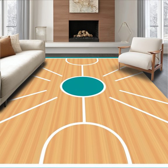 ODIKA 2'x3' Machine Washable Non-Slip Area Rug, Stadium Parquet Homage Decoration Showcasing Insignia High Traffic Rug, Brown, 674359