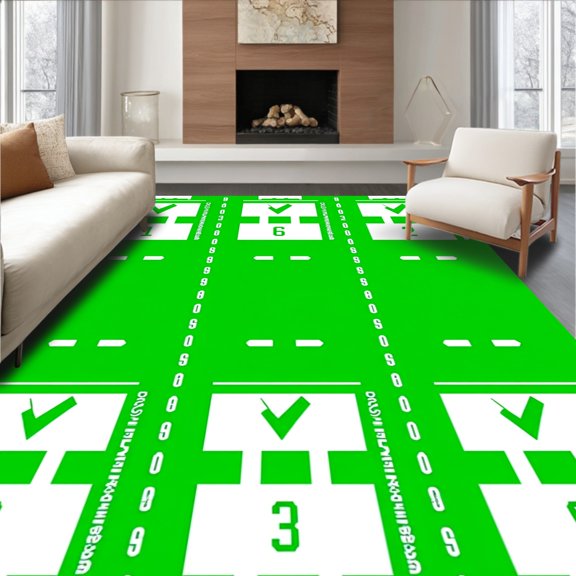 ODIKA 2x3 Machine Washable Non-Slip Area Rug, Stadium Scoreboard Digital Display with Athletic Numbers High Traffic Rug, Green, 669805