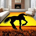 thumbnail image 1 of ODIKA 2'x3' Machine Washable Non-Slip Area Rug, Stallion Galloping Through Golden Prairie Latch Hook Kit High Traffic Rug, Black, 744951, 1 of 7