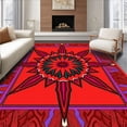 thumbnail image 1 of ODIKA 2'x3' Machine Washable Non-Slip Area Rug, Starburst Mosaic Kaleidoscope Artisanal Treasure High Traffic Rug, Red, 600968, 1 of 7