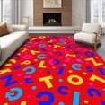 thumbnail image 1 of ODIKA 2'x3' Machine Washable Non-Slip Area Rug, Starlight Carnival Interlocking Alphabet Confetti with Spiraling Dots High Traffic Rug with Pad, Red, 688373, 1 of 8