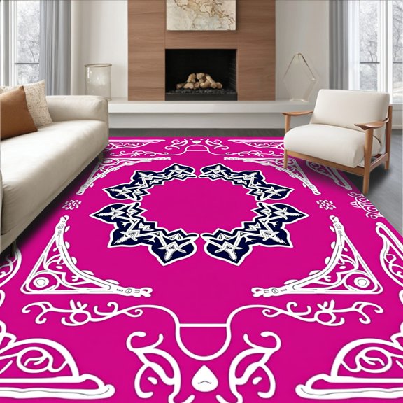 ODIKA 2x3 Machine Washable Non-Slip Area Rug, Starlight Wreath Loop Hook Kit Seasonal Project High Traffic Rug, Pink, 649664