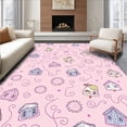 thumbnail image 1 of ODIKA 2'x3' Machine Washable Non-Slip Area Rug, Storybook Village Pathway Featuring Charming Houses and Floral Accents High Traffic Rug with Pad, Pink, 725115, 1 of 8