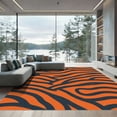 thumbnail image 1 of ODIKA 2'x3' Machine Washable Non-Slip Area Rug, Striking Tiger Stripe Interlocking Design High Traffic Rug with Pad, Orange, 911395, 1 of 8