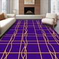 thumbnail image 1 of ODIKA 2'x3' Machine Washable Non-Slip Area Rug, Stylized Bold Lines With Interwoven Athletic Symbolic High Traffic Rug with Pad, Purple, 671966, 1 of 8