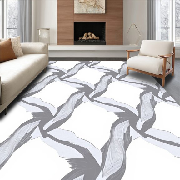 ODIKA 2x3 Machine Washable Non-Slip Area Rug, Subtle Ombre Waves With Interlocking Chevron Motifs High Traffic Rug, Gray, 573308