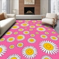 thumbnail image 1 of ODIKA 2'x3' Machine Washable Non-Slip Area Rug, Sunburst Daisy Meadow with Scattered Wildflower Motifs High Traffic Rug with Pad, Pink, 527869, 1 of 8