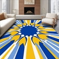 thumbnail image 1 of ODIKA 2'x3' Machine Washable Non-Slip Area Rug, Sunburst Maze Interlocking Abstract Boho High Traffic Rug with Pad, Blue, 701820, 1 of 8