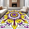 thumbnail image 1 of ODIKA 2'x3' Machine Washable Non-Slip Area Rug, Sunburst Welcome with Radiating Petal Design High Traffic Rug with Pad, Yellow, 671655, 1 of 8