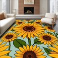 thumbnail image 1 of ODIKA 2'x3' Machine Washable Non-Slip Area Rug, Sunflower Field Botanical Print with Blooming Petals Motif High Traffic Rug, Yellow, 466207, 1 of 7