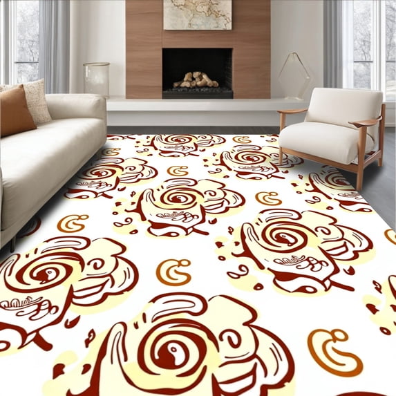 ODIKA 2'x3' Machine Washable Non-Slip Area Rug, Sweet Holiday Confection Tub Side High Traffic Rug with Pad, Brown, 741870