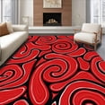 thumbnail image 1 of ODIKA 2'x3' Machine Washable Non-Slip Area Rug, Swirled Marble Effect Floor Covering Artistic Textured High Traffic Rug with Pad, Red, 588466, 1 of 8