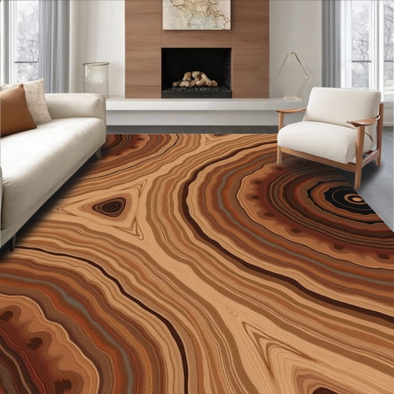 ODIKA 2x3 Machine Washable Non-Slip Area Rug, Swirling Tie Dye Medallion Decorative Floor Covering High Traffic Rug, Brown, 600094