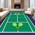 thumbnail image 1 of ODIKA 2'x3' Machine Washable Non-Slip Area Rug, Tennis Court Crossed Rackets Balls Design High Traffic Rug with Pad, Green, 841149, 1 of 8