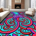 thumbnail image 1 of ODIKA 2'x3' Machine Washable Non-Slip Area Rug, Tentacled Sea Creature Latch Hook Kit with Vibrant Ocean Motifs High Traffic Rug, Red, 745451, 1 of 7